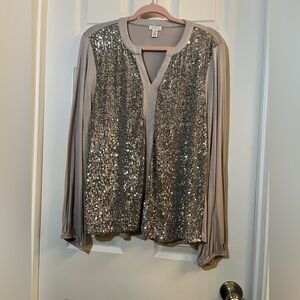 🦋 Spense Silver Sequin Blouse size xlarge